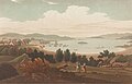 Helgeroa fremstilt av John William Edy rundt 1800. Fra Boydell’s picturesque scenery of Norway i Nasjonalmuseets eie.