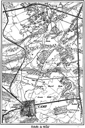 Topografische kaart met de Geodetische Basis, gepubliceerd in 1867