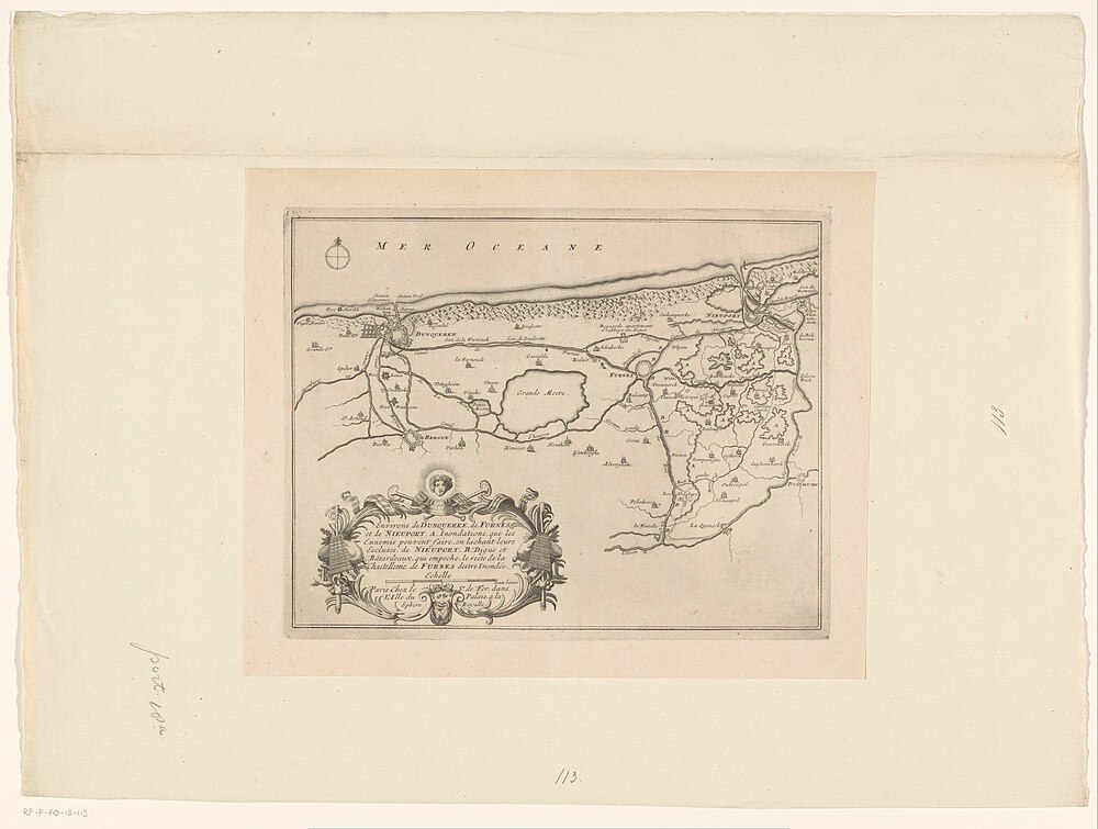 Le cours de l'Yser vers 1690-1696 Carte imprimée par Nicolas de Fer