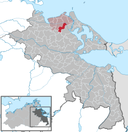 Elhelyezkedése Mecklenburg-Elő-Pomeránia térképén