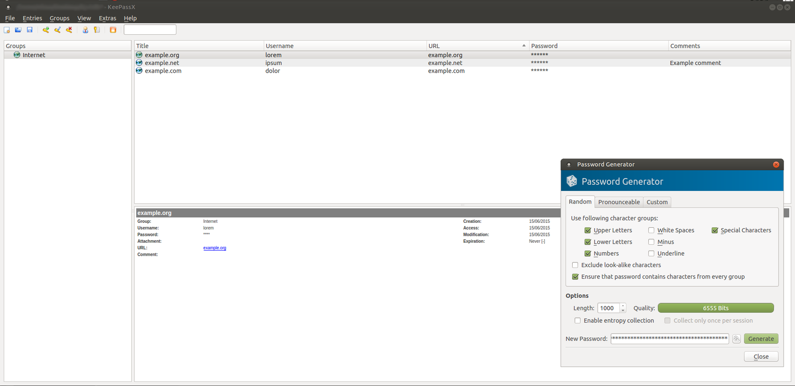 Example net. Net Group. KEEPASSX. Net use with password example. Comments examples.