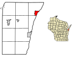 Ubicación de Algoma en el condado de Kewaunee, Wisconsin.