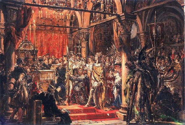 Coronation of the First King, as imagined by Jan Matejko