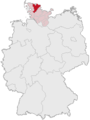 Tyskland, beliggenhed af Schleswig-Flensburg markeret