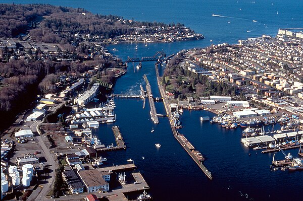 Aerial view of the Hiram M. Chittenden Locks