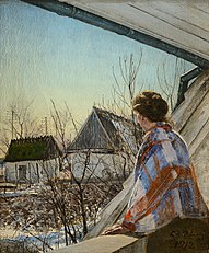 Mevrouw Sigrid Ring op het balkon, 1912