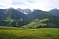 English: View from Tscheltsch with the Carnic Alps in the background Deutsch: Blick von Tscheltsch mit den Karnischen Alpen im Hintergrund