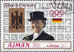 Liselott Linsenhoff 1969 yil Ajman stamp.jpg