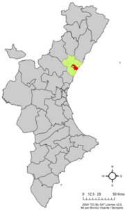 Localização do município de Nules na Comunidade Valenciana