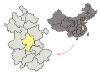 Hefei asukoht Anhui provintsis