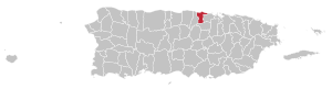 Map of Puerto Rico highlighting Dorado Municipality