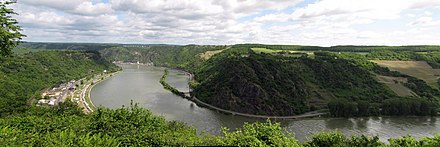 View of the Loreley from the Rheinburgenweg looking toward the Rheinsteig