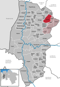 Poziția Lorup pe harta districtului Emsland