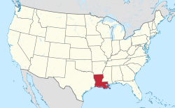 Location of Louisiana in the contiguous United States