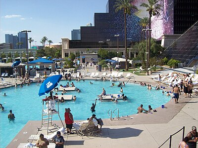 One of the four swimming pools at the Luxor