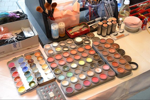 A make-up artist's table.