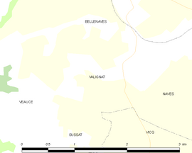 Mapa obce Valignat