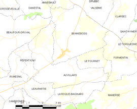 Mapa obce Auvillars