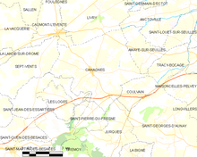 Map of XII Corps area of operations, July-August 1944 (commune FR insee code 14120) Map commune FR insee code 14120.png
