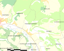 Mapa obce Fain-lès-Montbard
