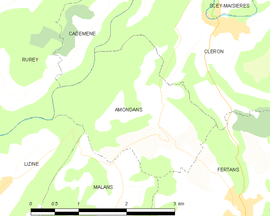 Mapa obce Amondans