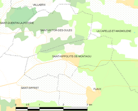 Mapa obce Saint-Hippolyte-de-Montaigu