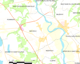 Mapa obce Nervieux