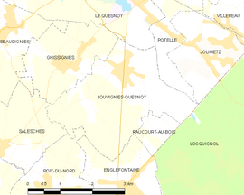 Mapa obce Louvignies-Quesnoy