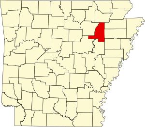 Karte von Arkansas mit Hervorhebung von Jackson County