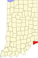 Map of Indiana highlighting Switzerland County