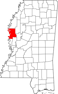 Karte von Washington County innerhalb von Mississippi