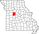 A state map highlighting Pettis County in the western part of the state.