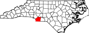 Harta statului North Carolina indicând comitatul Union