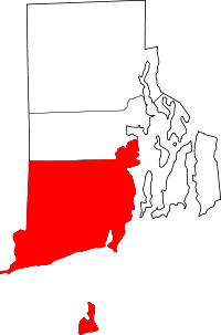 ワシントン郡の位置を示したロードアイランド州の地図