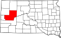 Harta statului South Dakota indicând comitatul Meade