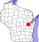 Map of Wisconsin highlighting Outagamie County.svg