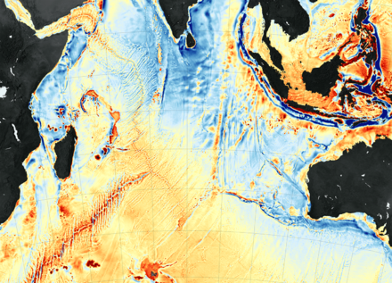 A seafloor map captured by NASA