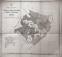 Map showing the recruiting district of tea garden community of Assam Map shewing the recruiting districts in Bengal, United Provinces, Central Provinces and Madras.jpg