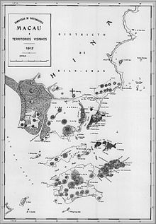 Map of Macau and its vicinity in 1912. Taipa was two islands.