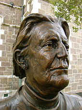 Bronze bust of Margaret Mahy, part of the Twelve Local Heroes sculpture