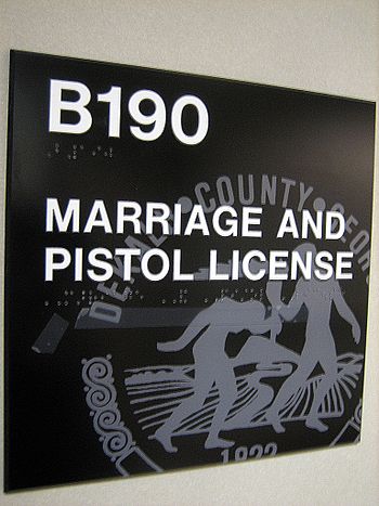 "MARRIAGE AND PISTOL LICENSE" office...