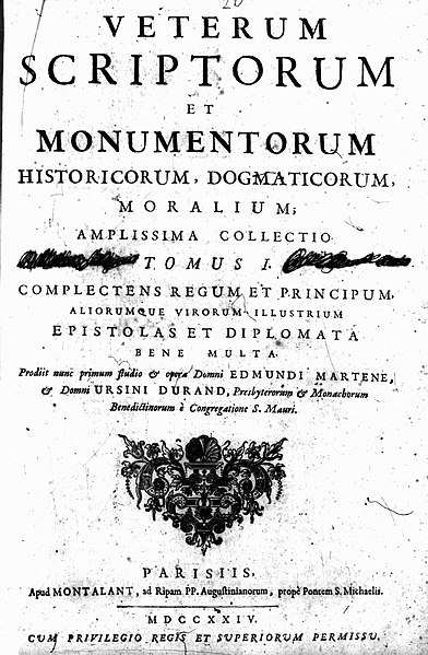 File:Martene, Edmond – Veterum scriptorum et monumentorum historicorum, dogmaticorum, moralium amplissima collectio, 1724 – BEIC 14279536.jpg