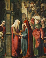 Early 16th-century Austrian Visitation where the pregnancies are unusually clear, even without the in utero figures.