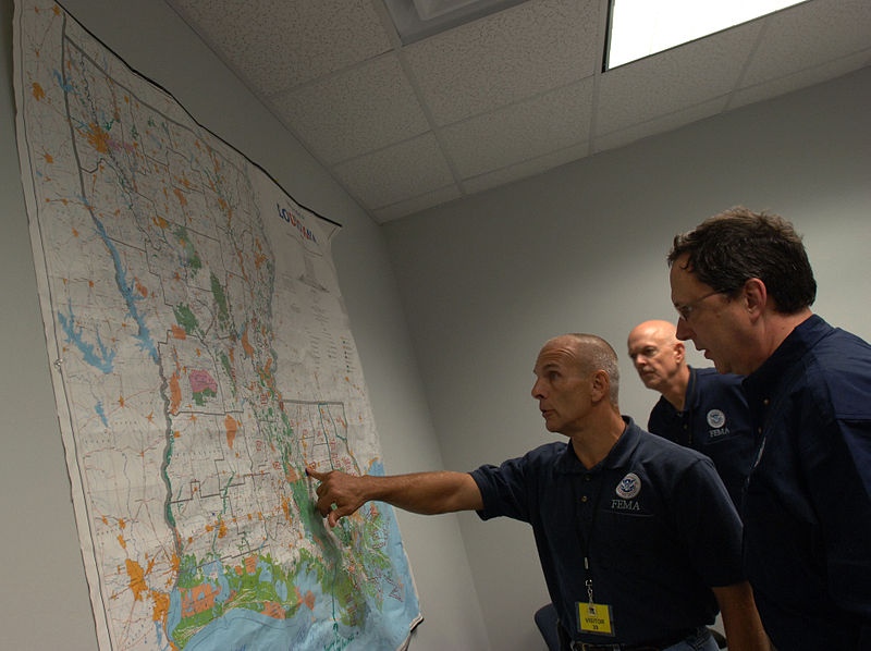 File:Michael Brown views map at Office of Emergency Management briefing.jpg