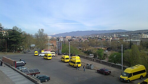 "Route taxi" minibuses in downtown Tbilisi in 2012