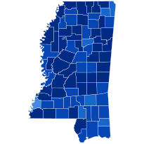 Résultats de l'élection présidentielle du Mississippi 1912.svg