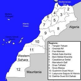 Alternativa com a província de Midelt na região 3 (Fez–Meknès) em vez da região 5 (Beni Mellal–Quenifra)