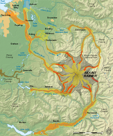 Mount Rainier hazard map