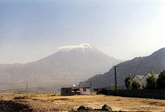 Mount Ararat seen from east of Doğubeyazıt, Turkey in summer
