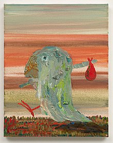 Foghorn Hits the Road (2007) Nicole Eisenman, Foghorn Hits the Road, 2007, Oil on canvas, 14" x 10 3/4 ".jpg